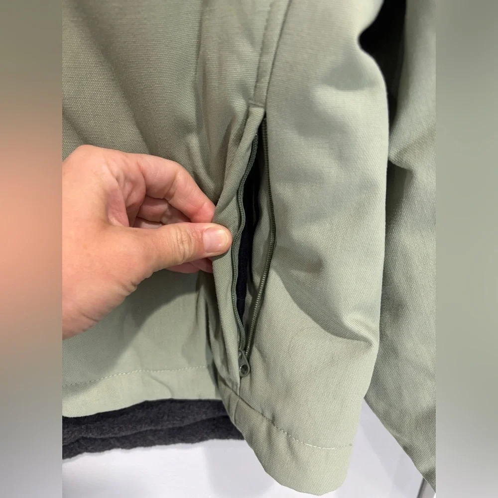 L.L. Bean Canvas Light Sage Green fleece lined women’s small cropped - Picture 13 of 14